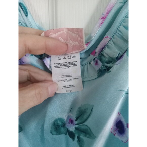 VTG Angelique Blue Floral Silky Feel Ladies Camisole Size Large - Picture 5 of 6